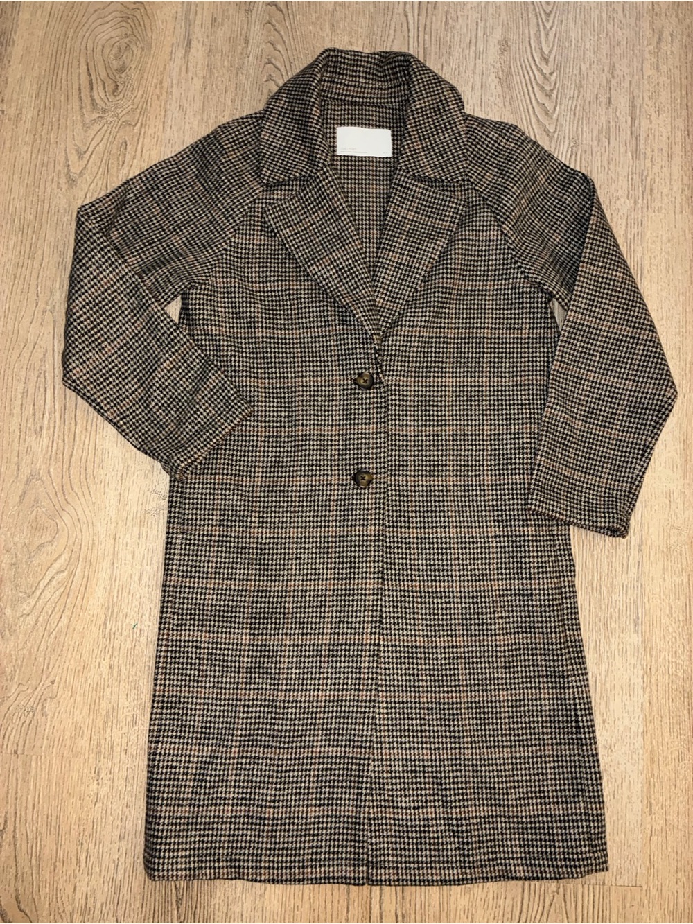 OAK + FORT Houndstooth Trench Coat - Brown & Black